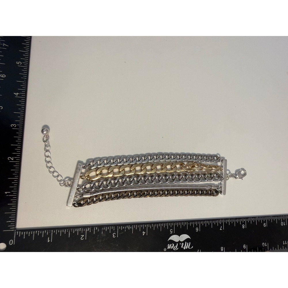 Jenny Bird Mixed Metal Multi Strand Chain Bracelet Gold Silver‎ Gunmetal
